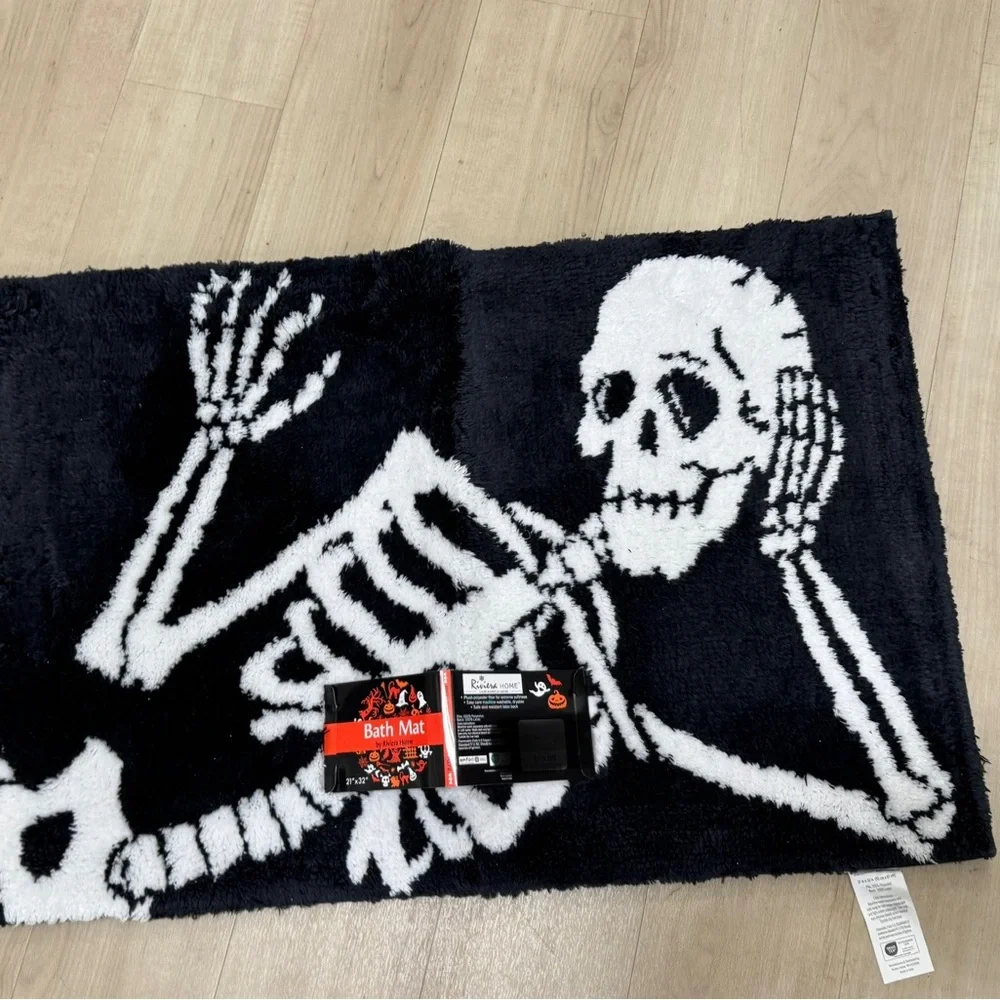 Skeleton Bath Mat in Black and White